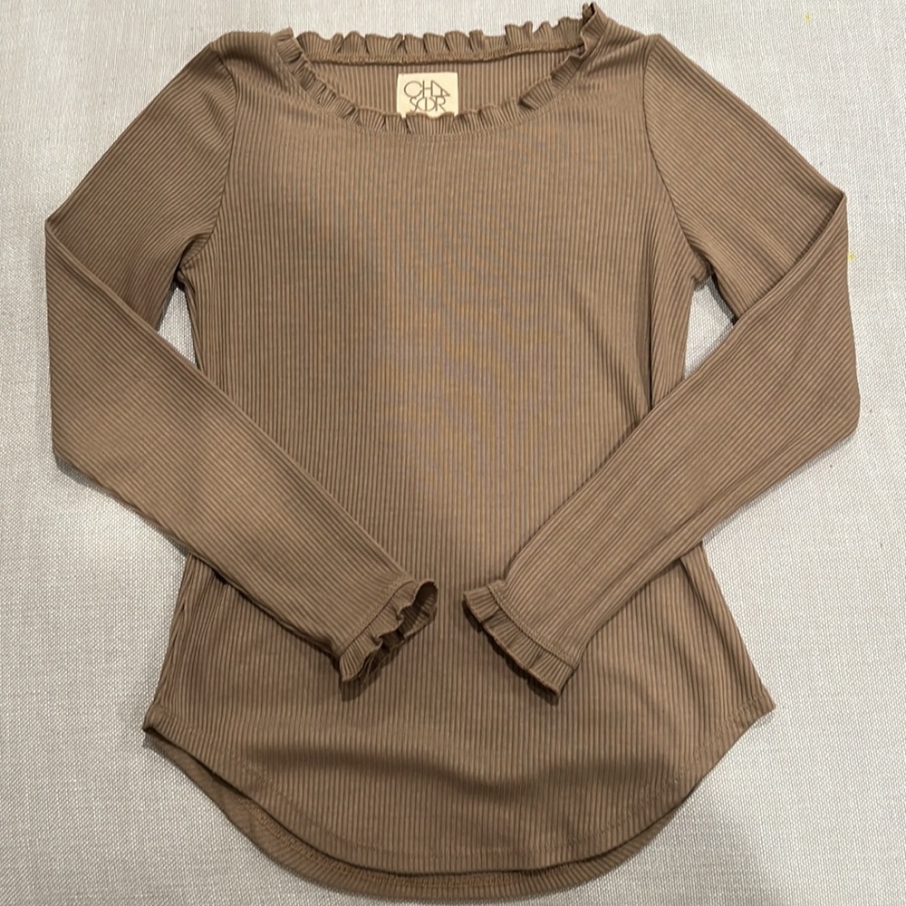 CHASER Brand Long Sleeve Tee Shirt, mocha , size medium. (NWOT)